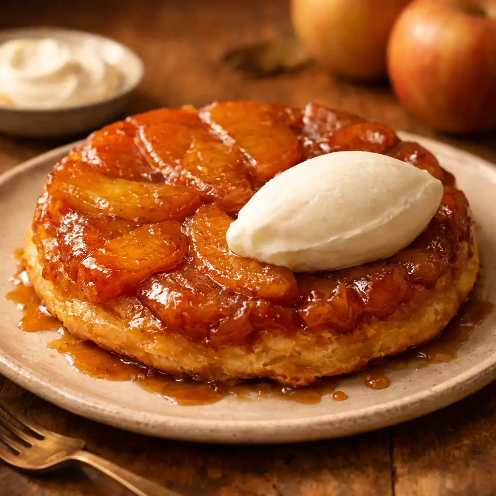 Tarte Tatin renversée aux pommes caramélisées