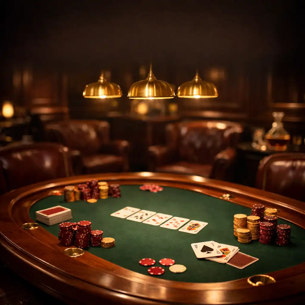 Table de poker élégante dans le lounge du Cercle des Fleurs